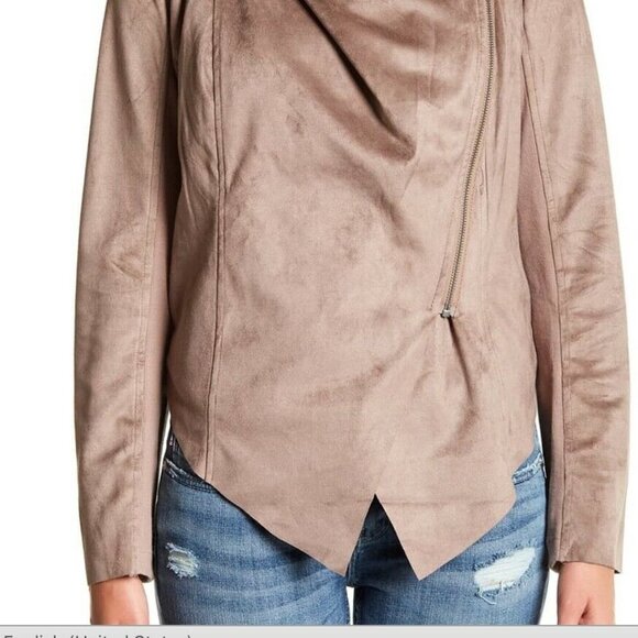 Vigoss Taupe Brown Faux Suede Wrap Moto Jacket L - Picture 4 of 12